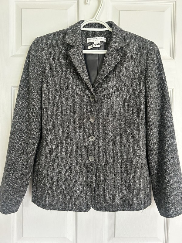 Josephine Chaus Petite Grey Silk/wool Tweed Jacket Blazer Size 10