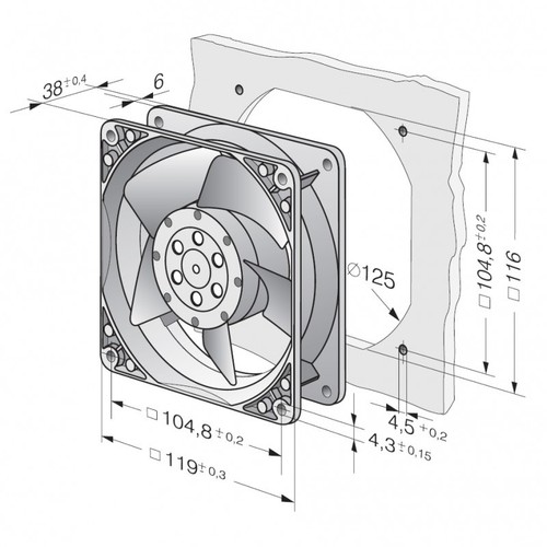 Ventilatore assiale per Stufa a Pellet EBM 4586Z Ventola in Metallo 119x119x38 1 - Imagen 3 de 4