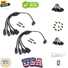 2 pcs Black 4 Pins LED Splitter Cable LED Strip Connector 4 Way Splitter Y Sp...
