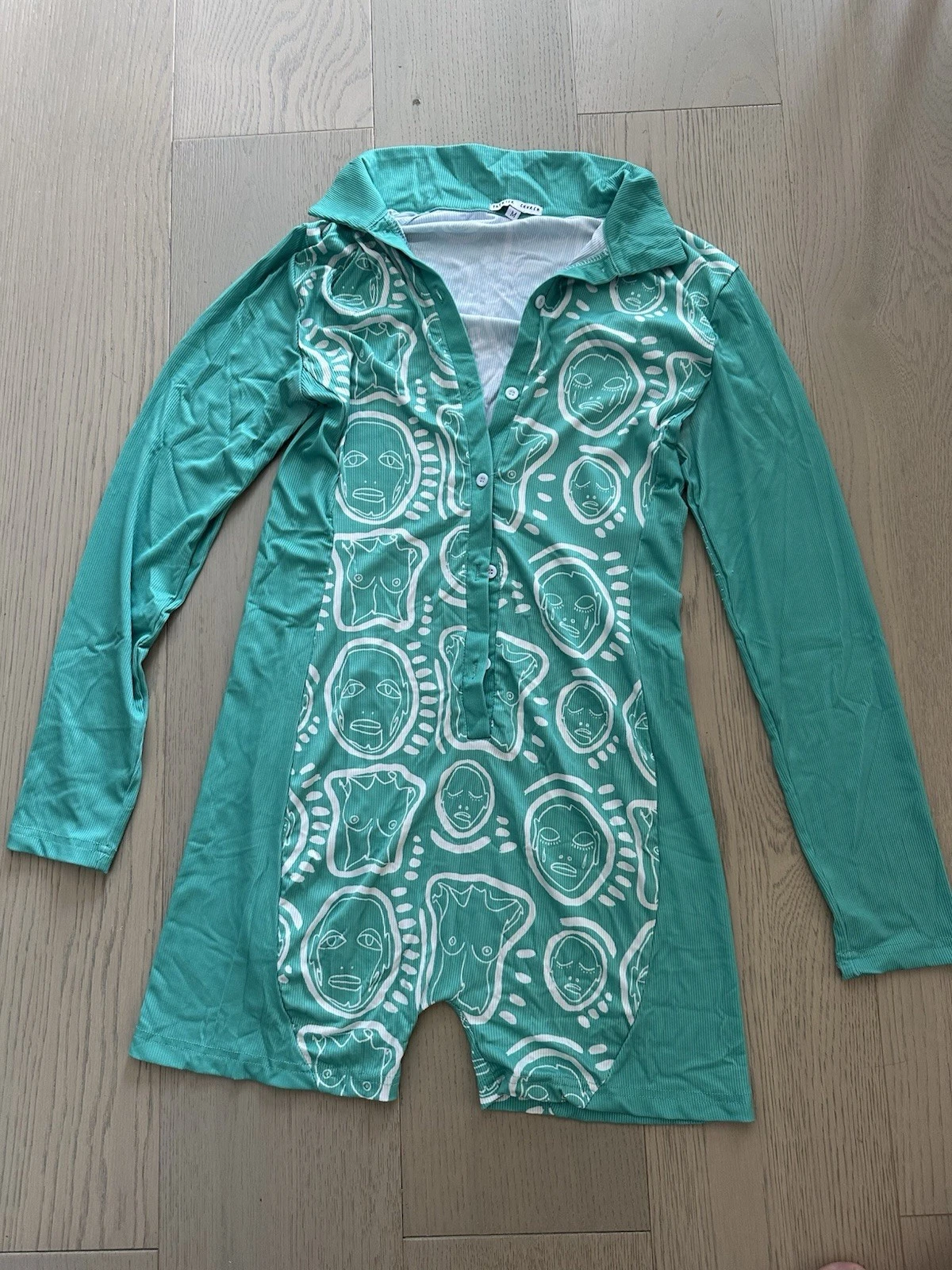 Men’s Patrick Church Mint Green All Over You Graphic Jumper Body Suit Size M Gay