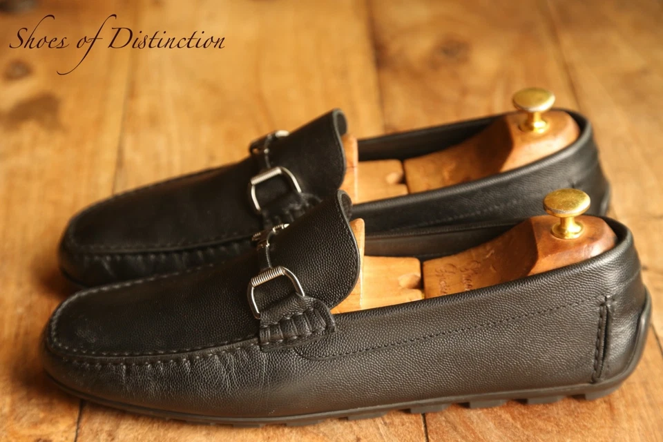 Mocassins Ermenegildo Zegna en cuir noir et argent chaussures de conduite hom... - Photo 2/4