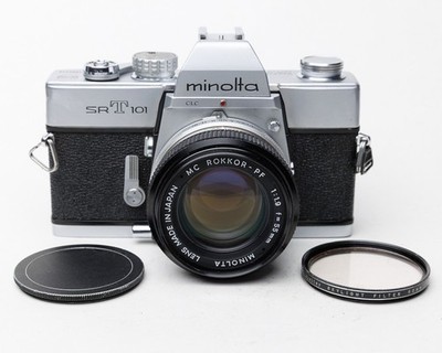 Minolta SRT-101 35mm SLR Film Camera w/ MC Rokkor-PF 55mm f/1.9 Lens