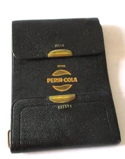 Vintage PEPSI COLA Fine Imported English Morocco Men’s Black Wallet Bills Passes