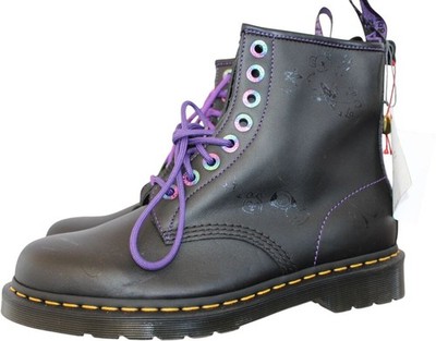 Dr. Martens 1460 Damen-Schnürstiefel schwarz Nappaleder schillernde Ösen UK 8