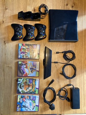 X Box 360, Kinect Sensor 3 Wireless Controller 2 Venom Akkus + Deck 4 Spiele