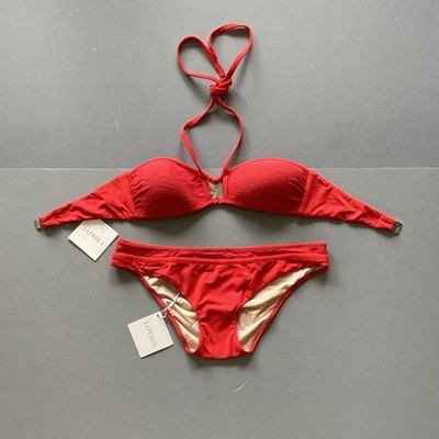 Neu mit Etikett La Perla Effetto/Sunstone Red Bikini Set Prototyp/Musterstück