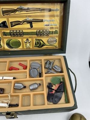 Vintage 1960s Hasbro GI Joe Footlocker Storage Box With Extras