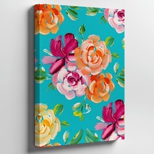 Vibrant Floral Pattern Featuring Large, Bold Roses In Shades Of Pink Wall Art