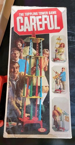 Vintage 1967 Ideal CAREFUL The Toppling Tower Game with box Game Night Rough Box - Picture 5 of 13