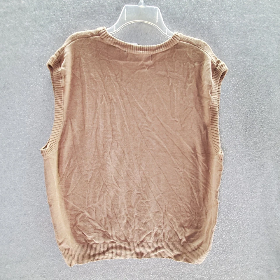 Oscar De La Renta Hombres Suéter 2XL Marrón Diamante Chaleco Sin Mangas Cuello en V Informal Foto 4 de 4