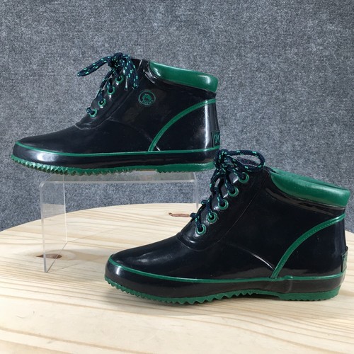 Sporto Duck Boots Womens 7 Thermolite Rain Green Lace Up Comfort Flats Ankle Top - Picture 2 of 16