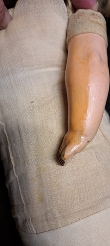 Vintage Wax Papier Mache Head Doll GRAND Size 31" Hand Stuffed Straw Americana - Picture 12 of 23