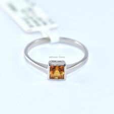 Fine Yellow Topaz 925 Sterling Silver Ring In Classic Bright Design Gift For All