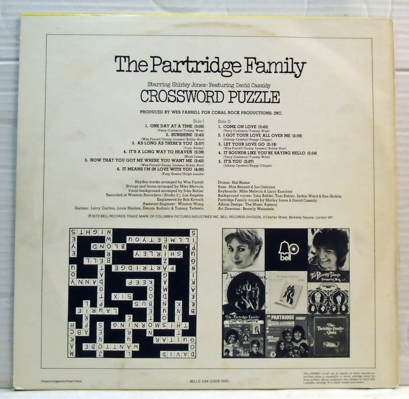 The Partridge Family Crossword Puzzle 1973 vinyl LP record Bells 234 A2 B3 eBay