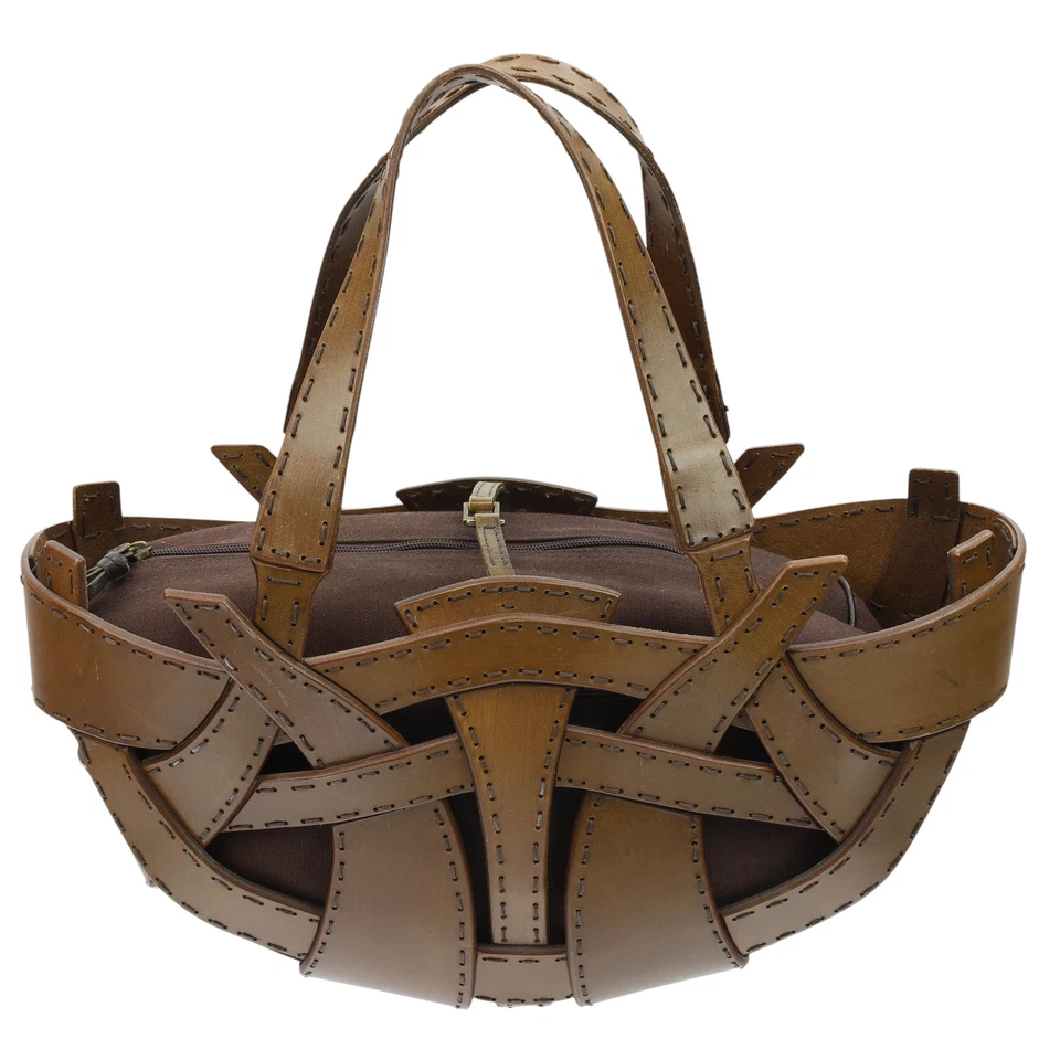 a.testoni Brown Leather "Turtle Basket" Shoulder Hobo Bag Handbag - Image 4 of 4