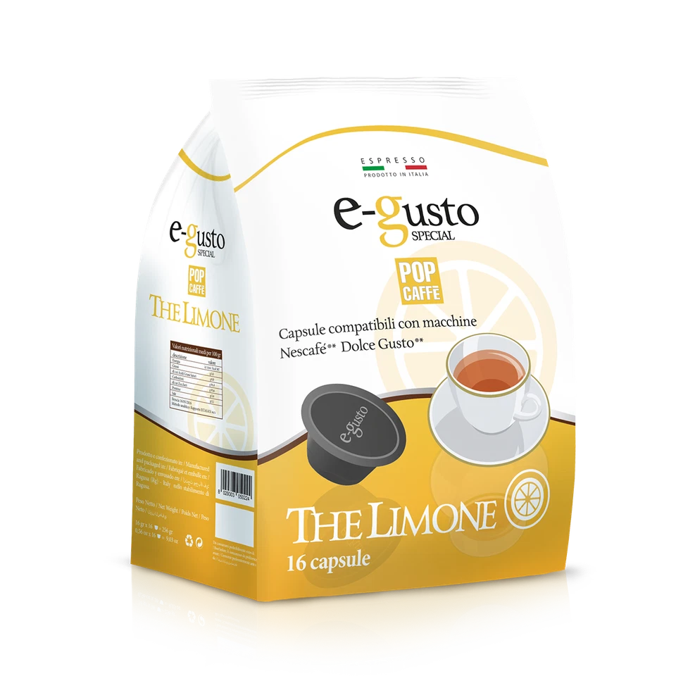 POP CAFFÈ 96 Capsule Pop E-GUSTO The Al Limone compatibile Nescafè Dolce Gusto Tè Te