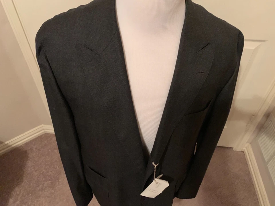 Chaqueta Blazer Brunello Cucinelli Para Hombres Gris Lana 48 EE. UU. 58 UE Foto 2 de 4