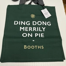 Booths Ding Dong Merrily on Pie Tote Bag Green Cotton Pun North England