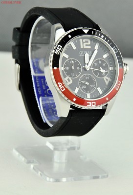 Montre Guess Prime Pour Homme/unisexe - Boîtier Classique, Bracelet Caoutchouc Noir, Neuf