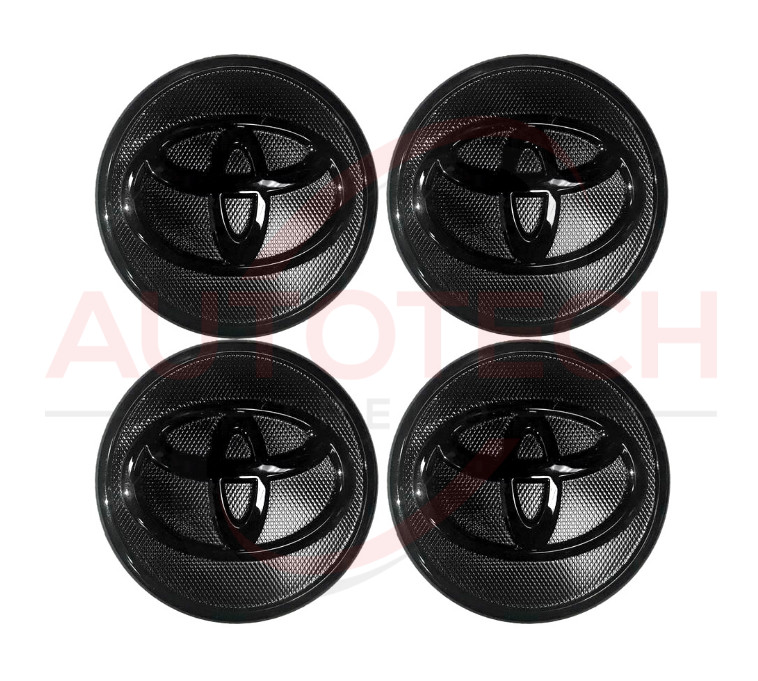 SET OF 4 TOYOTA WHEEL RIM RIMS CENTER HUB CAPS BLACK LOGO 57MM PRIUS COROLLA