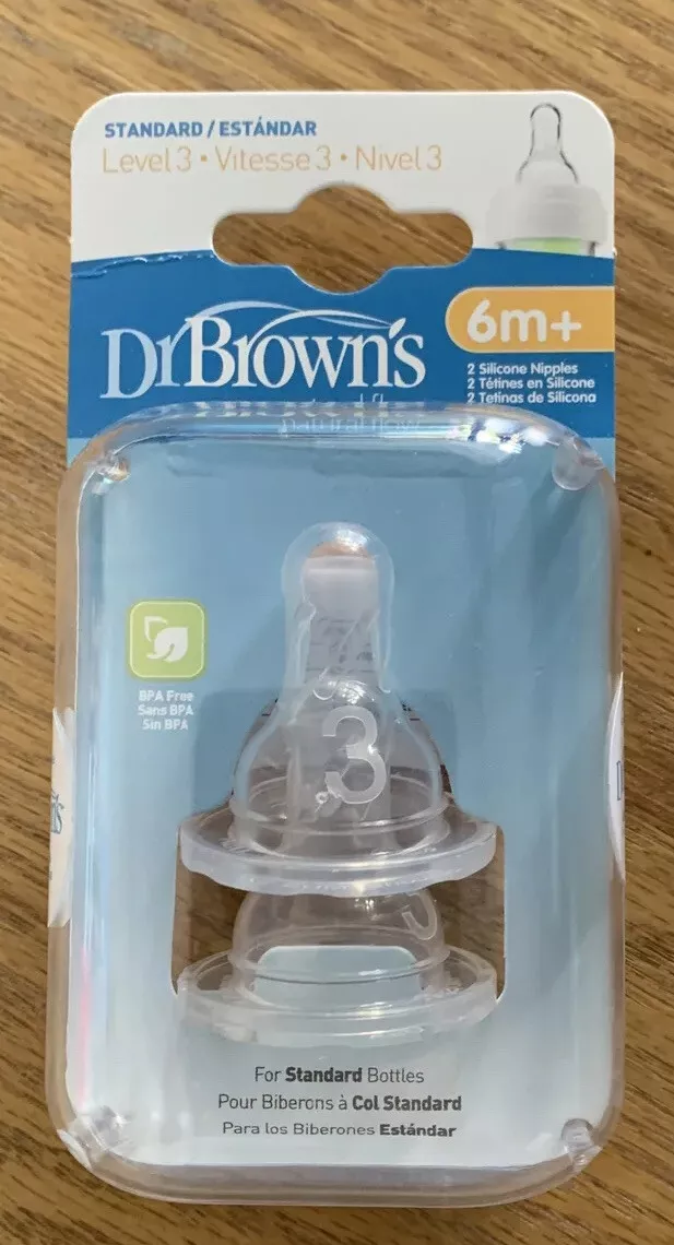 Dr. Brown's Natural Flow Standard Silicone Nipple, Level 3 6m+, 2 Ct Dr  Browns