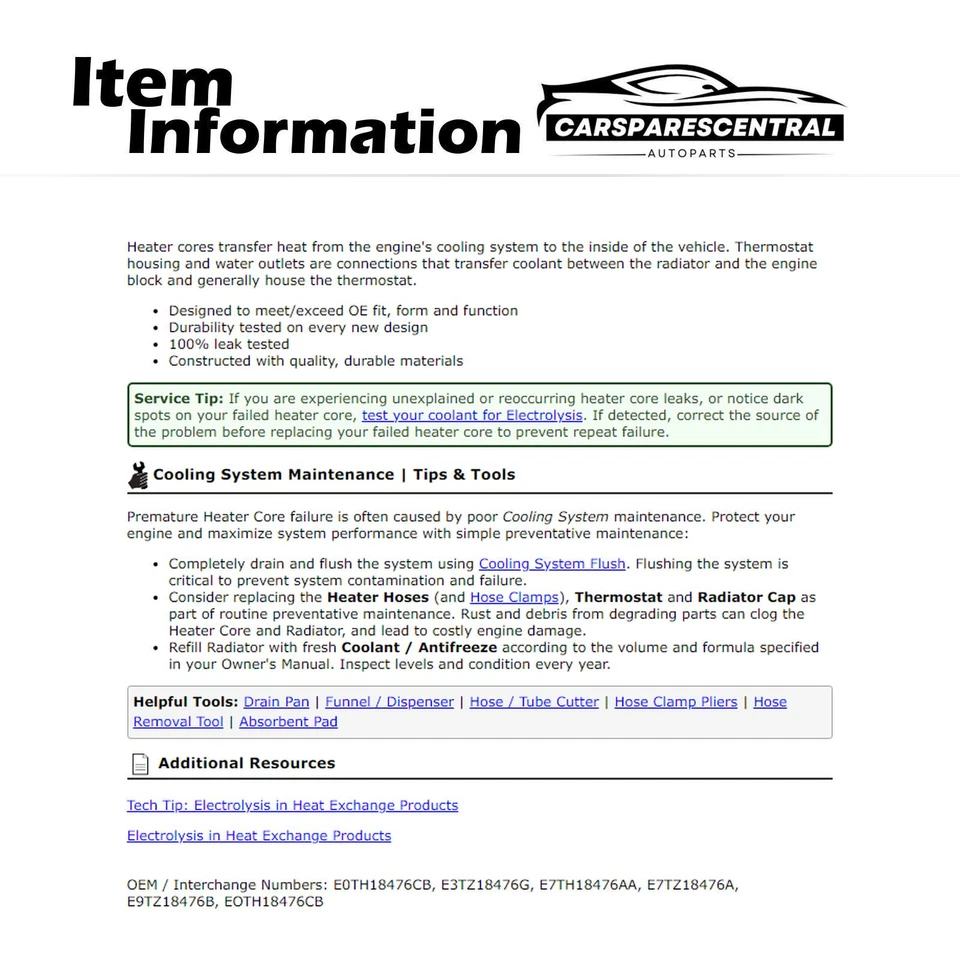 Núcleo de calefacción de climatización para Ford F-250 HD 7,5 L 1997 Ford F-250 HD 7,3 L 1997 Foto 4 de 4