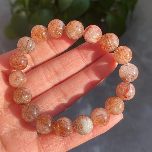 11mm Natural Red Gold Rutilated Super 7 Quartz Crystal Beads Bracelet C1532 - Picture 5 of 6