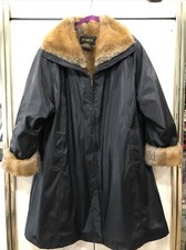 Komitor Black Long Faux Fur Trimmed Weather Resistant Jacket Coat Sz Wms 18/20