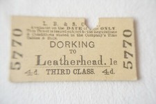1920 Dorking to Leatherhead London Brighton & South Coast Railway Train Ticket
