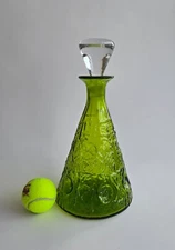 RARE BLENKO 6924 in KIWI Decanter PERFECT CONDITION by JOEL MYERS Sandblasted 