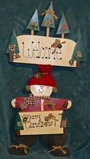 LARGE WOOD SNOWMAN SIGN "WELCOME" "MERRY CHRISTMAS"