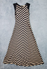 Monteau Womens Maxi Dress Size S Black Crew Neck Flare Hem Cotton Spandex Zip Up
