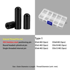 M2 Inner Thread Pins Set Black SUS304 Round head cylindrical pin 4-60mm Length