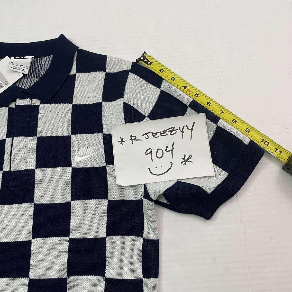$90 Mens Size XS Nike Sportswear Checkers Short Sleeve Polo
