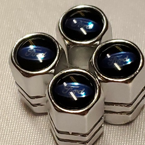 4x Silver Chrome Ford Tire Air Valve Stem Dust Caps - - Picture 12 of 12