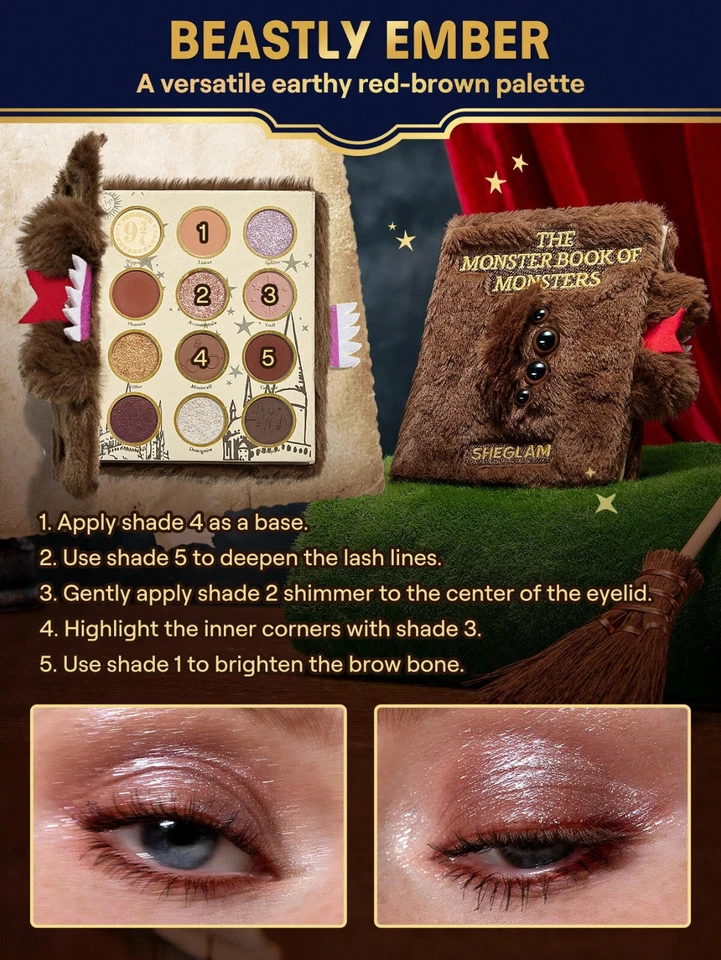 HARRY POTTER MONSTER BOOK OF MONSTERS Makeup Eyeshadow Palette Gift Set Hogwarts - Image 4 of 4