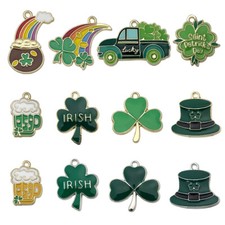 BLUK 24Pcs Lucky Clover Charms DIY Jewelry Making Pendants Green