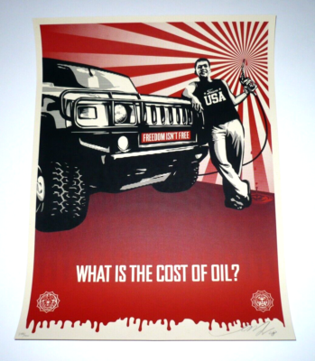 #ad Shepard Fairey print Cost of Oil 2008 MINT and RARE Obey Giant signed of 400 $285.00