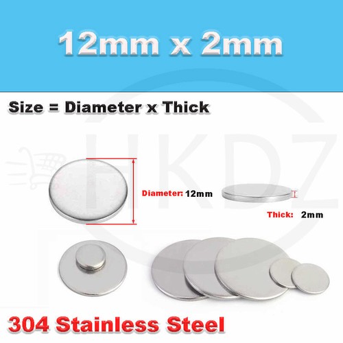 Stainless Steel Blank Round Disc 304 Grade Metal Sheet Plate Ø6-80mm Thick 1-5mm - Picture 56 of 240