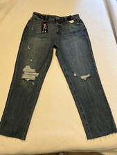 Womens No Boundaries High Rise Slim Straight Crop Blue Jeans Size 13