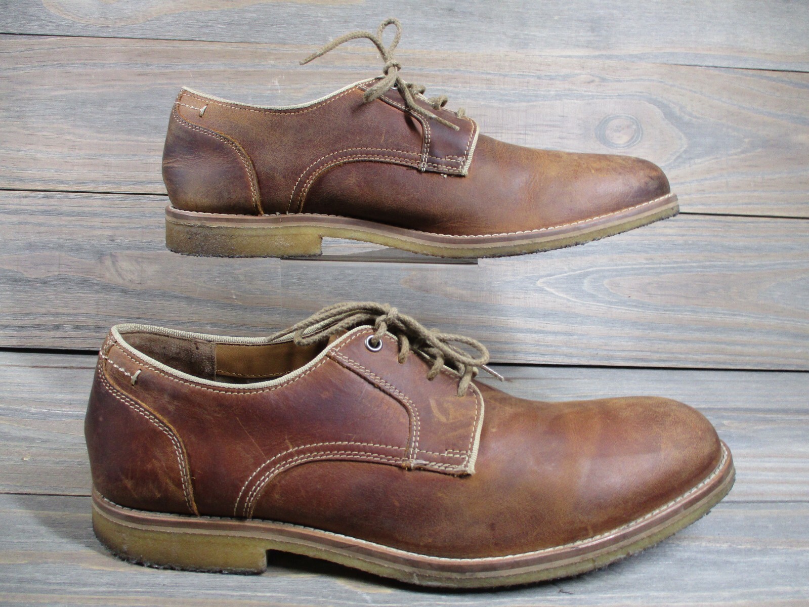 SAOLA Scarpe Johnston Murphy uomo 11 5 J&M pelle di pecora marrone stringate suola gomma ottime condizioni