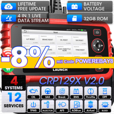 2025 Launch CRP129X V2.0 Elite Diagnosegerät Auto OBD2 Scanner TPMS EPB SAS ABS