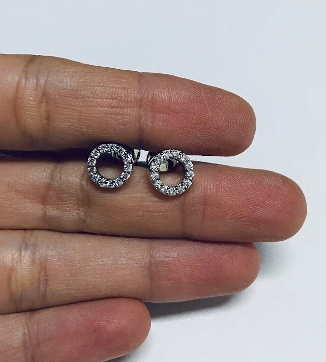 0.80TCW Diamante Ciondolo Orecchini Set Rotondo per Donna Argento Sterling - Immagine 4 di 4