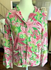 Lilly Pulitzer "Pick Of The Bunch" Pink Floral Pajama Top XS 100% Cotton