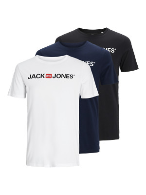 Jack & Jones Herren 3er Pack T-Shirt Regular Slim Rundhals Print Plussize S-8XL