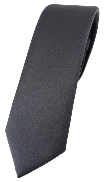 Schmale Tigertie Designer Krawatte In Anthrazit Einfarbig Uni - Tie Schlips-image