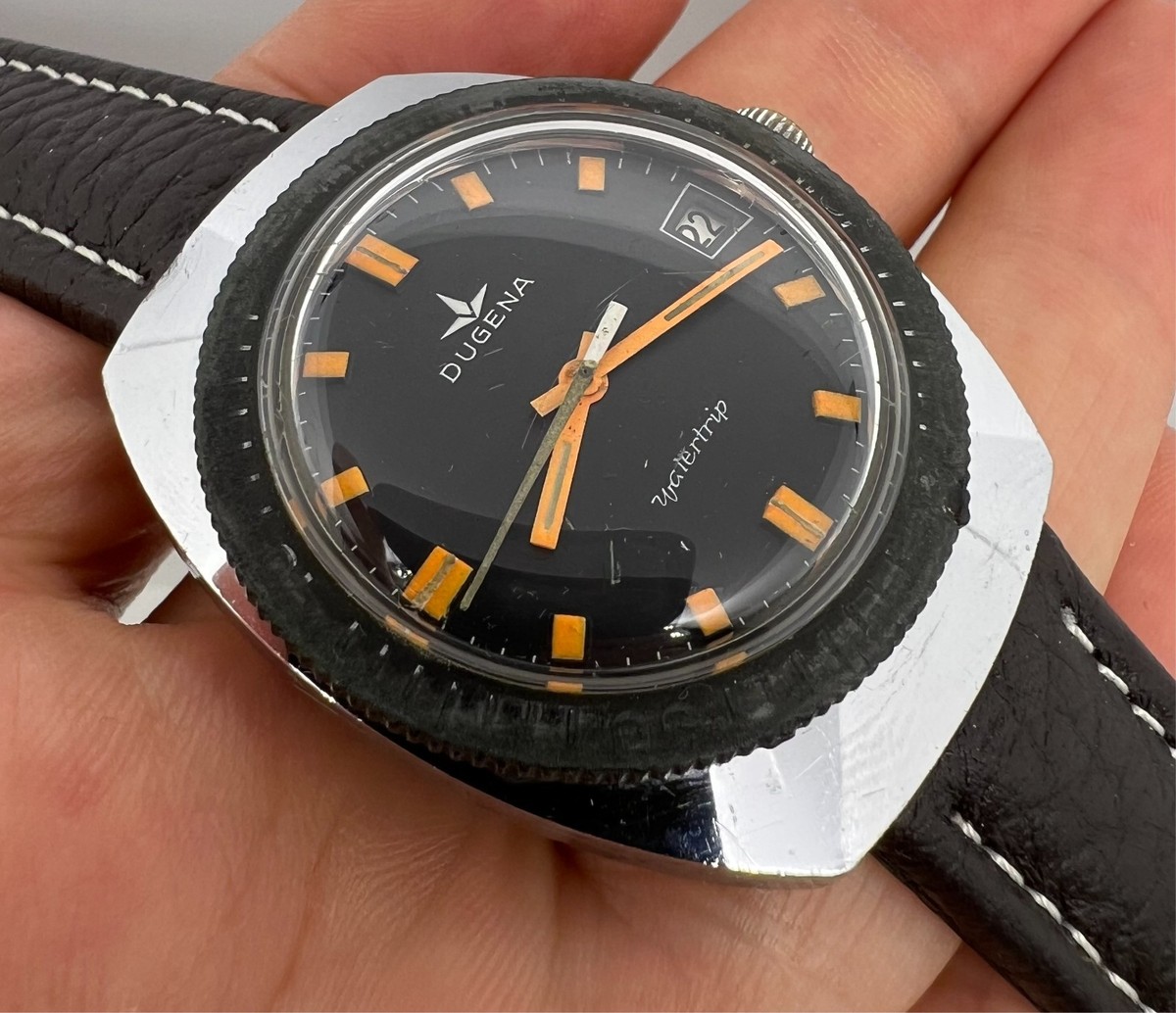 ドゥゲナ腕時計 dugena 時計 稼動品 DUGENA ドゥゲナ U-BOAT クオーツ ブラック文字盤 デイト メンズ腕時計 スイス製 Yahoo フリマ 旧PayPayフリマ
