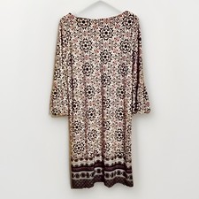 Kim Robert’s White Black Maroon Belk Bell Sleeve Dress Size Medium Sz M