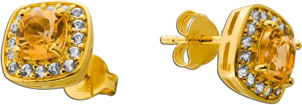 Citrin Ohrstecker Silber 18K Vergoldet Nat. Citrine WeißE Nat. Topase-image