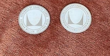 2 "DESIGNED BY CHARLES EAMES" VINTAGE HERMAN MILLER MEDALLION for Chairs, Tables